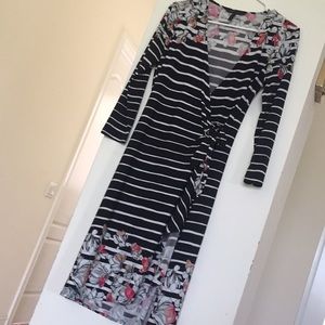 BCBG MaxAzria Floral & Striped Cocktail Dress